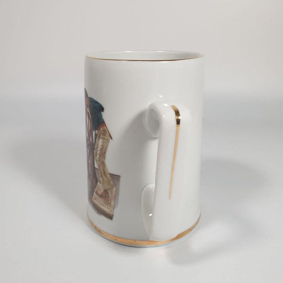 Norman Rockwell River Pilot Collectors Coffee Mug 1985 Museum Vintage Gold Rim - Picture 3 of 5